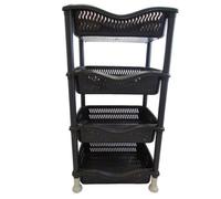 A406 4 Tier Stackable Rectangular Vegetable Rack kitchen Garage Storage Utility (Black)