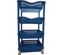 A406 4 Tier Stackable Rectangular Vegetable Rack kitchen Garage Storage Utility (Blue)