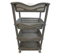 A406 4 Tier Stackable Rectangular Vegetable Rack kitchen Garage Storage Utility (Grey)