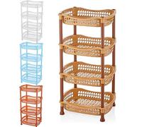 A406 4 TIER VEGETABLE FRUIT STORAGE BASKET RACK KITCHEN UTILITY STACKING STACKABLE (Beige)