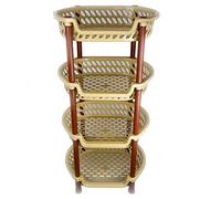 A406 4 TIER VEGETABLE FRUIT STORAGE BASKET RACK KITCHEN UTILITY STACKING STACKABLE (Coffee)