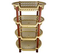 A406 4 TIER VEGETABLE FRUIT STORAGE KITCHEN UTILITY STACKING STACKABLE BASKET RACK (Beige)