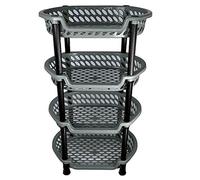 A406 4 TIER VEGETABLE FRUIT STORAGE KITCHEN UTILITY STACKING STACKABLE BASKET RACK (Silver)