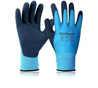 A406 6 Pairs Blue Waterproof Fully Latex Coated Nylon Safety Work Gloves Heavy Duty Grip Gloves Winter Gloves Builder Gloves (XLarge/10)