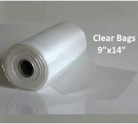 A406 Bags on a Roll Fruit & Vegetable Clear Plastic Butchers Counter Bags, 9" x 14", 500 Count, High Density Poly/Polythene, Freezer Safe, Fold Top Closure