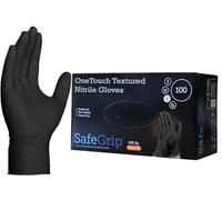 A406 Disposable Diamond Textured Nitrile Gloves Orange 100 Count Powder Free Strong Gloves Heavy Duty for Machanic (Black-Large-9)