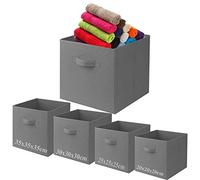 A406 Fabric Foldable Square Canvas Storage Box Collapsible Folding Box Cubes Kids Toys Drawer (X-Large (35x35x35cm), Grey)