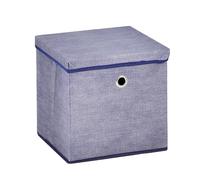 A406 Fabric Storage Boxes with Lids, Set of 4, Collapsible Cubes for Home Organisation, Foldable Cube box Available in Grey, Black, Beige, Blue (Blue, 32x32x32cm)