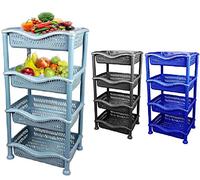 A406 New 4 Tier Fruit Vegetable Rack Kitchen Pantry Storage Rack kitchen Utility Garage Strong plastic (Blue)