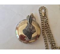 A43 Hare’s Head 1 polished silver case mens GIFT quartz pocket watch fob made in sheffield