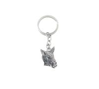 A44 Wild Boar’s Head made of fine English Pewter on a split ring key-ring Handmade with prideindetails gift packed handmade in sheffield