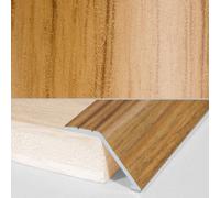 A47 41mm Aluminium Wood Effect Self Adhesive Door Threshold Ramp Profile - Hickory, 0.9M