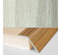 A47 41mm Aluminium Wood Effect Self Adhesive Door Threshold Ramp Profile - White Oak, 0.9M