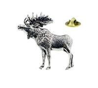 A47 Standing Moose English Pewter Lapel Pin Badge XTSPBA47
