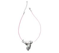 A49 Roaring Stag Pewter Pendant on Pink Cord Necklace