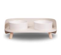 A4DOG Dog Bowl, Small Dog for Food and Water Elevated Ceramic Dog Bowls with Stand Raised Dog Cat Bowl Set Splash Proof Dog Water Bowl Dog Feeding Station for Small Medium Dog, Cat, Puppy White