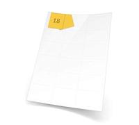 A4Labels Clear Laser Transparent Polyester Labels. 18 Rectangle Permanent Labels Per A4 Sheet, 20 Sheets of 64 x 47mm, 360 Plastic Labels