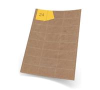 A4Labels Quality Ribbed Brown Kraft Paper Labels. 24 Rectangle Permanent Labels Per A4 Sheet, 20 Sheets of 64 x 34mm, 480 Brown Labels