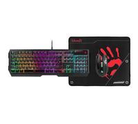 A4tech QWERTY Keyboard + Mouse + Mouse Pad Set Keyboard with 7 Multimedia Keys Gaming Mouse Resolution: 100~6000 DPI RGB LED Backlight, INKRAZ-488