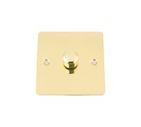 A5 10 Amp Light Dimmer Switch 1 Gang 2 Way 400W - Flat - Polished Brass (Please Note: Not Suitable for LED Lightbulbs)