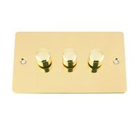 A5 10 Amp Light Dimmer Switch 3 Gang 2 Way 400W - Flat - Polished Brass
