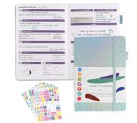 A5 100 Page Weekly Planner Notebook, Habit & Routine Tracker, Daily To Do List-Weekly and Monthly Goal Agenda Abstract Notebook Organizer, Paper Diary with Elastic Strap and Journal