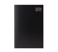A5 2026 Diary Week to View Black Casebound Cover Yearly Diaries WTV Organiser with Ribbon Marker for Business, Office, Home, Appointments