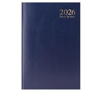 A5 2026 Diary Week to View Blue Casebound Cover Yearly Diaries WTV Organiser with Ribbon Marker for Business, Office, Home, Appointments