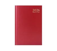 A5 2026 Diary Week to View Red Casebound Cover Yearly Diaries WTV Organiser with Ribbon Marker for Business, Office, Home, Appointments