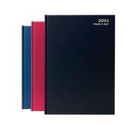 A5 2026 Page a Day Desk Diary Black Hard Backed Casebound Include Calendar Year, Daily Diary, Journal and Planner with Ribbon Marker for Business, Office and Personal Use