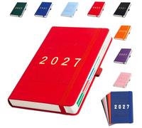 A5 2027 One-Day-Per-Page Diary Notebook, 2026-2027 Planner A5, Calendar Notebook, One Day Per Sheet, Date-Marked - Ideal for Daily Logs & Future Reference，Red