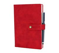 A5 408 Pages/204 Sheets Classic Journal Notebook Office Agenda Planner Organizer Notebook Business Work Record Thickened Meeting Diary Book School Stationery Supplies with Pen (Red)