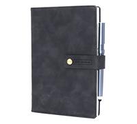 A5 408 Pages/204 Sheets Classic Journal Notebook Office Agenda Planner Organizer Notebook Business Work Record Thickened Meeting Diary Book School Stationery Supplies with Pen (Black)