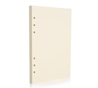 A5 6-Hole Refill Paper - 100gsm Beige Fountain Pen & Gel Pen Friendly Loose Leaf for 6-Ring Binders, Blank, No Bleed - Journaling, Planning, Notes.Double-Sided Writing Supported