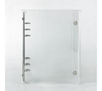 A5 6-Ring Binder with PVC Clear Soft Cover - 6 Hole Punch for A5 Refill Paper, Stainless Steel Roud Rings Protector Shell, Snap Button Closure (185 x 230 x 25mm)
