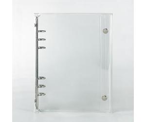 A5 6-Ring Binder with PVC Clear Soft Cover - 6 Hole Punch for A5 Refill Paper, Stainless Steel Roud Rings Protector Shell, Snap Button Closure (185 x 230 x 25mm)