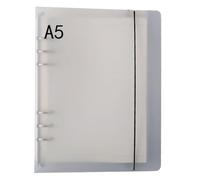 A5 6 Ring Binders, PP Frosted Binders Covers Refillable Notebook Portable for School Office Meeting Notebook Folder, Transparent (A5)