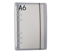 A5 6 Ring Binders, PP Frosted Binders Covers Refillable Notebook Portable for School Office Meeting Notebook Folder, Transparent (A6)