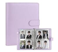 A5 6 Ring Kpop Photocard Binder | 35 Pack 4-Pocket Pages 280 Card Holder - PU Leather Magnetic Closure Album (Purple)
