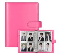 A5 6 Ring Kpop Photocard Binder | 35 Pack 4-Pocket Pages 280 Card Holder - PU Leather Magnetic Closure Album (Magenta)