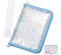 A5 6-Ring Photocard Binder, 50 Sleeves, Zipped Sticker Album, Blue Star | A5 6-ring zip binder with 50 sleeves in three pocket layouts, 10 coloured separator pages and a water-resistant PVC cover.