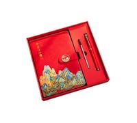 A5- A Thousand Miles of Mountains and Rivers Notebook-A Thousand Miles of Mountains and Rivers Notebook- Button-China Red 3-piece Set