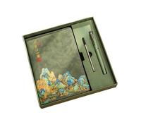 A5- A Thousand Miles of Mountains and Rivers Notebook-A Thousand Miles of Mountains and Rivers Notebook-Simple-Matcha Green 3-piece Set