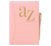 A5 A to Z Telephone Birthday/Address Book Alphabetical Tabs A-Z Index Hard Back Cover Address Log Book for Names with Phone Numbers Emails Home Office Work (Pink with Pen)