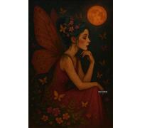 A5 A4 A3 Forest Fairy Poster Wall Art Featuring Elegant Female Portrait with Delicate Floral Decorations and Colorful Butterflies for Home or Office (A4 (297x210mm), High-resolution paper)