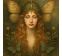 A5 A4 A3 Forest Fairy Poster Wall Art Featuring Elegant Female Portrait with Delicate Floral Decorations and Colorful Butterflies for Home or Office (A4 (297x210mm), High-resolution paper)