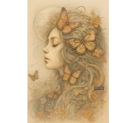 A5 A4 A3 Forest Fairy Poster Wall Art Featuring Elegant Female Portrait with Delicate Floral Decorations and Colorful Butterflies for Home or Office (A5 (210x148mm), High-resolution paper)