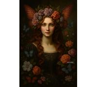 A5 A4 A3 Forest Fairy Poster Wall Art Featuring Elegant Female Portrait with Delicate Floral Decorations and Colorful Butterflies for Home or Office (A3 (420x297mm), High-resolution paper)