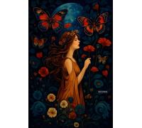 A5 A4 A3 Poster with Elegant Female Portrait Surrounded by Floral Arrangements and Butterflies Designed for Wall Display in Various Interior Settings (A5 (210x148mm), High-resolution paper)