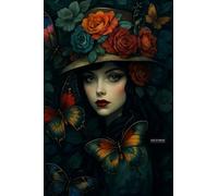 A5 A4 A3 Poster with Elegant Female Portrait Surrounded by Floral Arrangements and Butterflies Designed for Wall Display in Various Interior Settings (A3 (420x297mm), High-resolution paper)